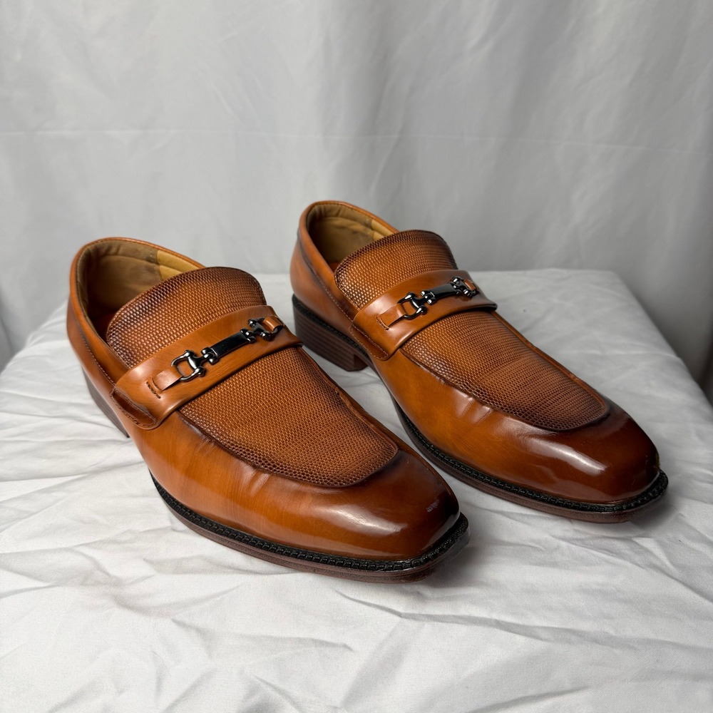 Antonio Cerrelli Elite Style #6938 Men's US 9.5 Cognac Slipon Dress Loafer Retro